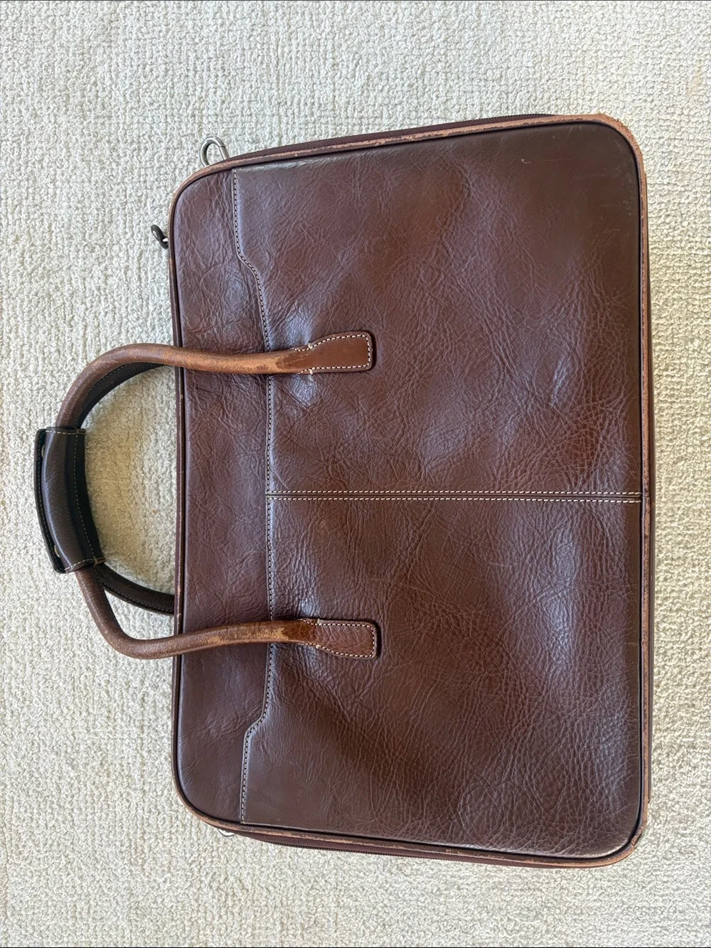 Vintage Cole Haan Brown Leather Briefcase with Shoulder Strap